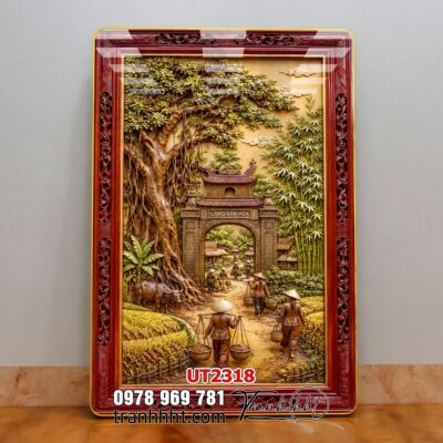 Tranh đồng quê làng quê Tây Bắc phong thuỷ treo tường UT2318