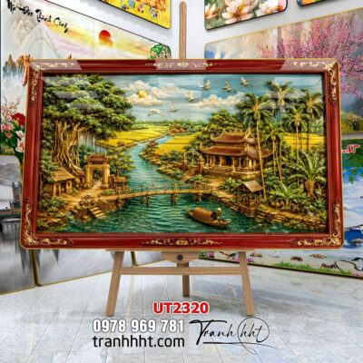 Tranh đồng quê làng quê Tây Bắc phong thuỷ treo tường UT2320