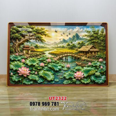 Tranh đồng quê làng quê Tây Bắc phong thuỷ treo tường UT2322