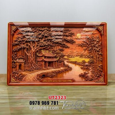 Tranh đồng quê làng quê Tây Bắc phong thuỷ treo tường UT2323