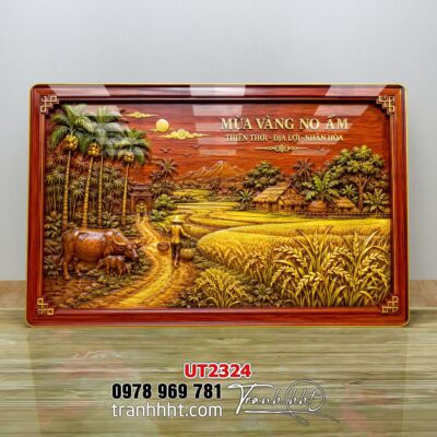 Tranh đồng quê làng quê Tây Bắc phong thuỷ treo tường UT2324