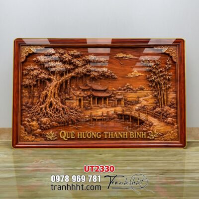 Tranh đồng quê làng quê Tây Bắc phong thuỷ treo tường UT2330