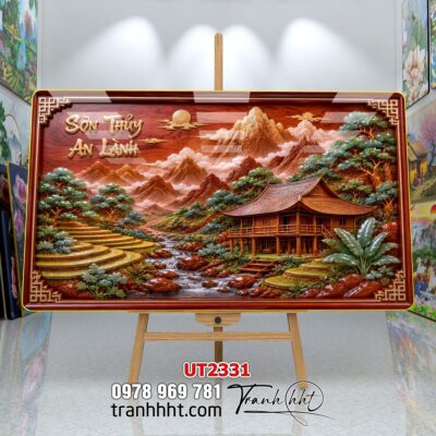 Tranh đồng quê làng quê Tây Bắc phong thuỷ treo tường UT2331