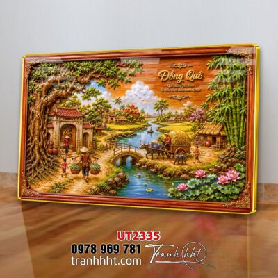 Tranh đồng quê làng quê Tây Bắc phong thuỷ treo tường UT2335