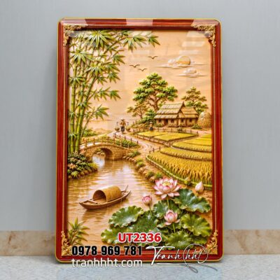 Tranh đồng quê làng quê Tây Bắc phong thuỷ treo tường UT2336