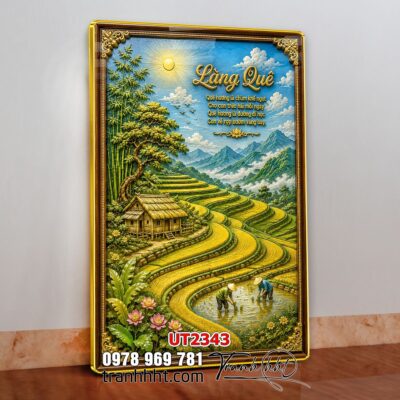Tranh đồng quê làng quê Tây Bắc phong thuỷ treo tường UT2343
