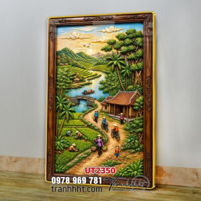 Tranh đồng quê làng quê Tây Bắc phong thuỷ treo tường UT2350