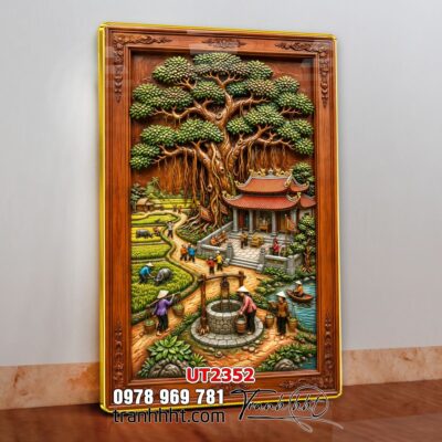 Tranh đồng quê làng quê Tây Bắc phong thuỷ treo tường UT2352
