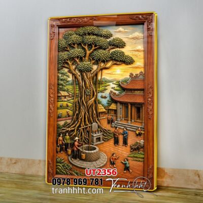 Tranh đồng quê làng quê Tây Bắc phong thuỷ treo tường UT2356