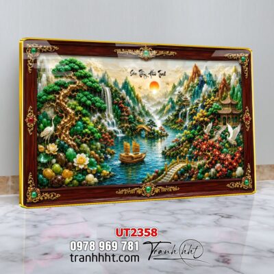 Tranh đồng quê làng quê Tây Bắc phong thuỷ treo tường UT2358