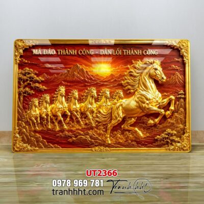 Tranh mã đáo thành công tranh ngựa bát mã UT2366