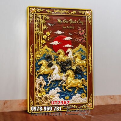 Tranh mã đáo thành công tranh ngựa bát mã UT2367