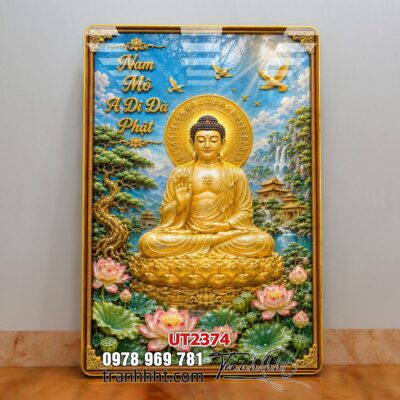Tranh phật giáo quan âm bồ tát phật adida thích ca UT2374