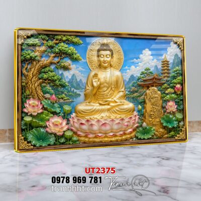 Tranh phật giáo quan âm bồ tát phật adida thích ca UT2375