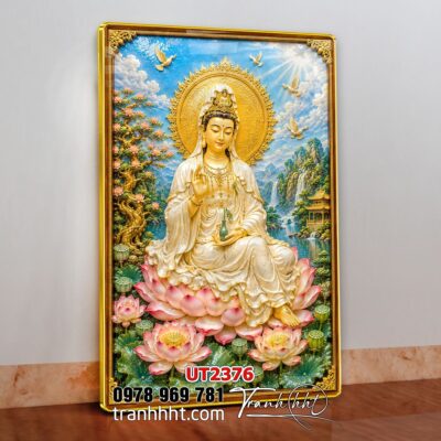 Tranh phật giáo quan âm bồ tát phật adida thích ca UT2376