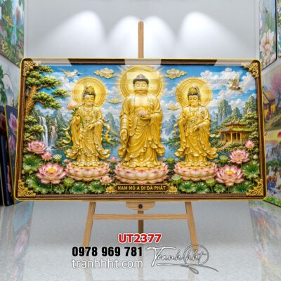 Tranh phật giáo quan âm bồ tát phật adida thích ca UT2377