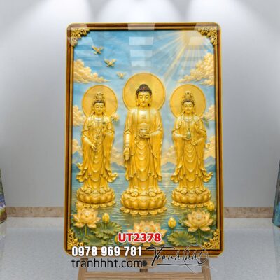 Tranh phật giáo quan âm bồ tát phật adida thích ca UT2378
