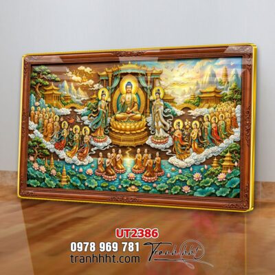 Tranh phật giáo quan âm bồ tát phật adida thích ca UT2386