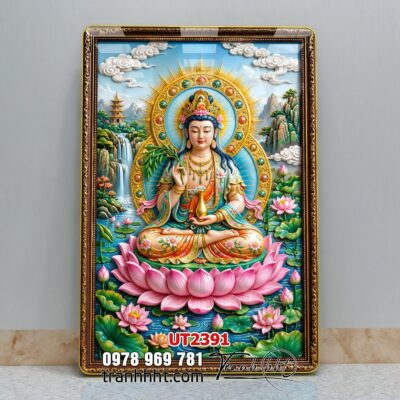 Tranh phật giáo quan âm bồ tát phật adida thích ca UT2391