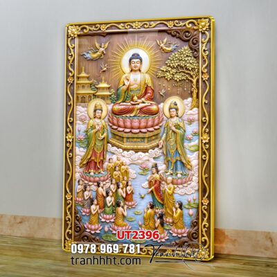 Tranh phật giáo quan âm bồ tát phật adida thích ca UT2396