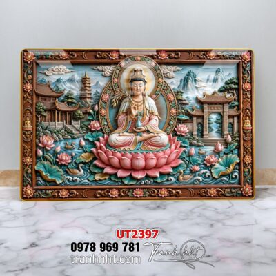 Tranh phật giáo quan âm bồ tát phật adida thích ca UT2397