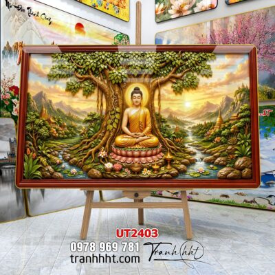 Tranh phật giáo quan âm bồ tát phật adida thích ca UT2403