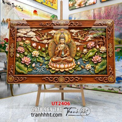 Tranh phật giáo quan âm bồ tát phật adida thích ca UT2406