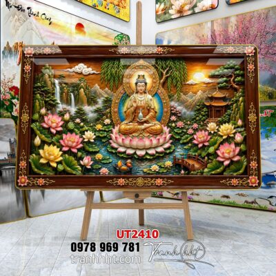 Tranh phật giáo quan âm bồ tát phật adida thích ca UT2410
