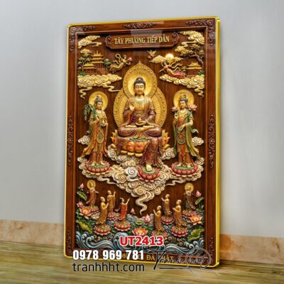 Tranh phật giáo quan âm bồ tát phật adida thích ca UT2413
