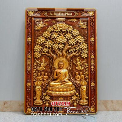 Tranh phật giáo quan âm bồ tát phật adida thích ca UT2419