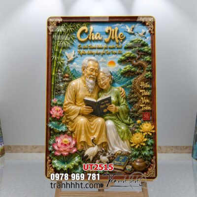 Tranh thư pháp tri ân cha mẹ thầy cô treo tường UT2515