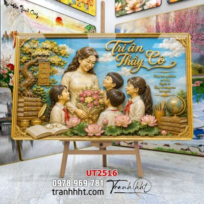 Tranh thư pháp tri ân cha mẹ thầy cô treo tường UT2516