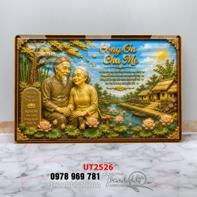 Tranh thư pháp tri ân cha mẹ thầy cô treo tường UT2526