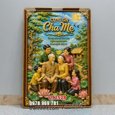 Tranh thư pháp tri ân cha mẹ thầy cô treo tường UT2528