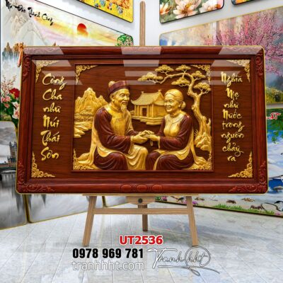Tranh thư pháp tri ân cha mẹ thầy cô treo tường UT2536