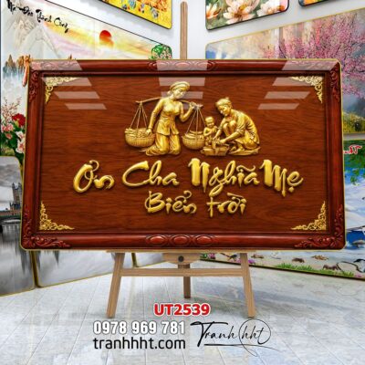 Tranh thư pháp tri ân cha mẹ thầy cô treo tường UT2539