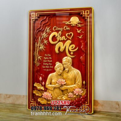 Tranh thư pháp tri ân cha mẹ thầy cô treo tường UT2589