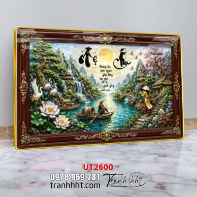 Tranh thư pháp tri ân cha mẹ thầy cô treo tường UT2600
