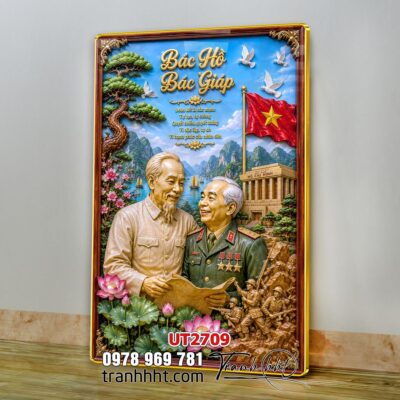 Tranh bác Hồ bác Giáp tranh Vĩ Nhân Quốc Khánh treo tường UT2709