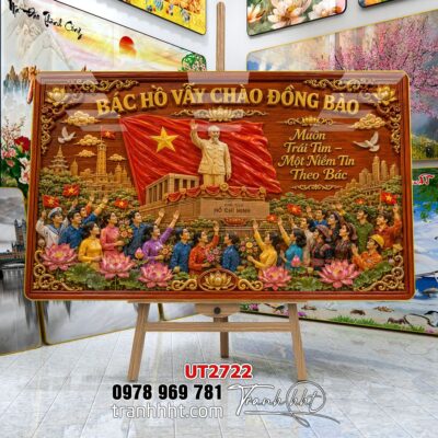 Tranh bác Hồ bác Giáp tranh Vĩ Nhân Quốc Khánh treo tường UT2722