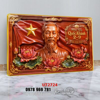 Tranh bác Hồ bác Giáp tranh Vĩ Nhân Quốc Khánh treo tường UT2724