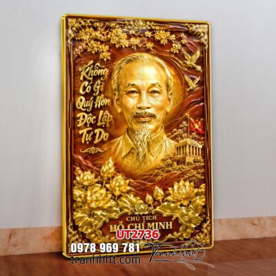 Tranh bác Hồ bác Giáp tranh Vĩ Nhân Quốc Khánh treo tường UT2736