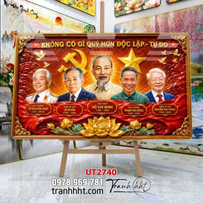 Tranh bác Hồ bác Giáp tranh Vĩ Nhân Quốc Khánh treo tường UT2740