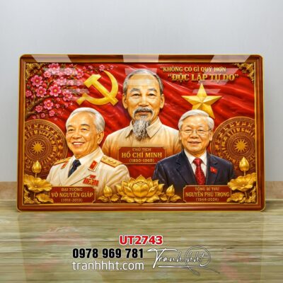 Tranh bác Hồ bác Giáp tranh Vĩ Nhân Quốc Khánh treo tường UT2743