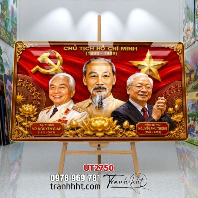 Tranh bác Hồ bác Giáp tranh Vĩ Nhân Quốc Khánh treo tường UT2750