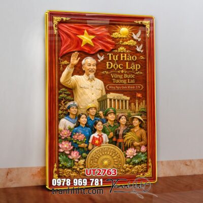 Tranh bác Hồ bác Giáp tranh Vĩ Nhân Quốc Khánh treo tường UT2763