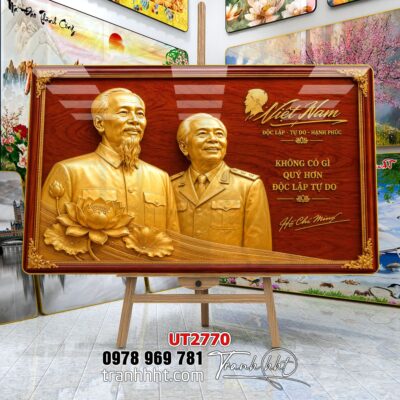 Tranh bác Hồ bác Giáp tranh Vĩ Nhân Quốc Khánh treo tường UT2770