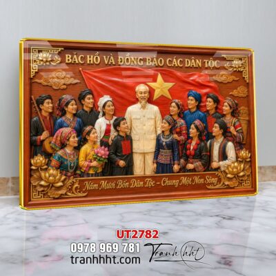 Tranh bác Hồ bác Giáp tranh Vĩ Nhân Quốc Khánh treo tường UT2782