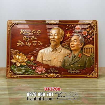 Tranh bác Hồ bác Giáp tranh Vĩ Nhân Quốc Khánh treo tường UT2788