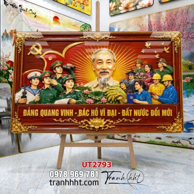Tranh bác Hồ bác Giáp tranh Vĩ Nhân Quốc Khánh treo tường UT2793